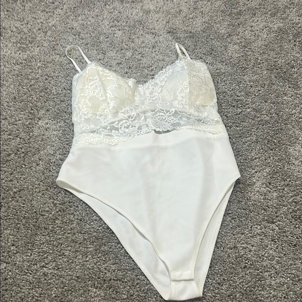 White Lace Chemise with Satin Finish